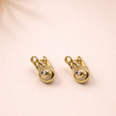 Minimal Circle Drop Crystal Earrings in Gold Tone