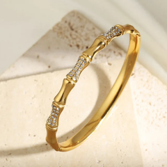 Crystal Bamboo-Inspired Bangle Bracelet