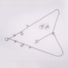 Silver-Tone Pearl Dangle Necklace & Earring Set