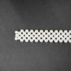 Womens Stretch Pearl Belt With Rhinestone