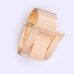 Modern Golden Wide Band Bracelet with Cut-Out Detail
