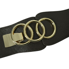 Waist Belt with Gold Interlocking Rings Buckle