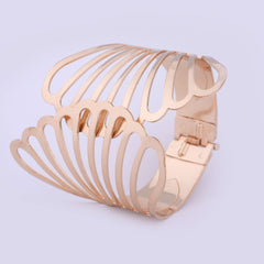 Elegant Golden Cut-Out Wide Band Bracelet