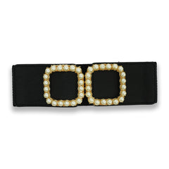 Big square pearl buckle waist cincher belt