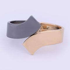 Stylish Dual-Tone Wide Cuff Bracelet for Women – Golden & Black