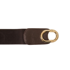 Chic Dark Brown Wide Cinch Belt with Gold Interlocking Buckle