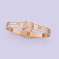 Dainty Butterfly Cutout Gold-Tone Bangle with Crystal Accents