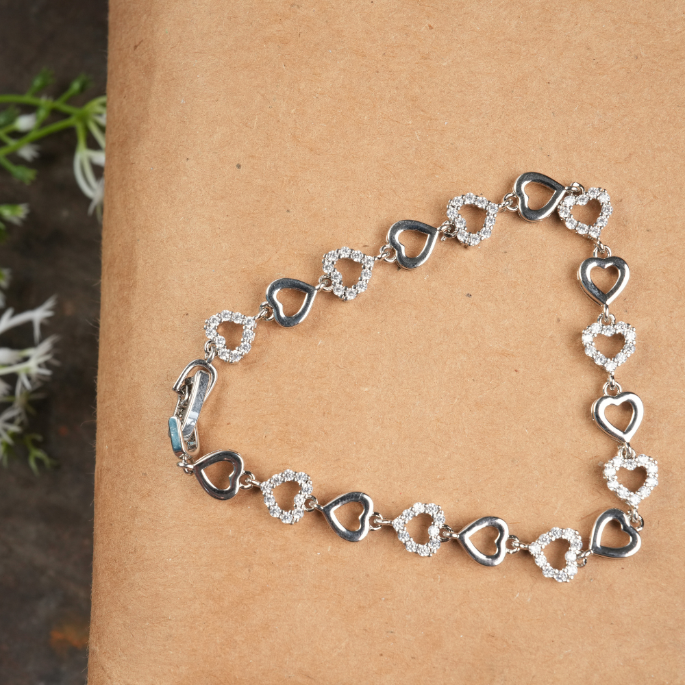 Silver-Tone Heart-Link Bracelet
