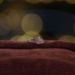 Silver-Tone Rainbow Baguette Adjustable Ring
