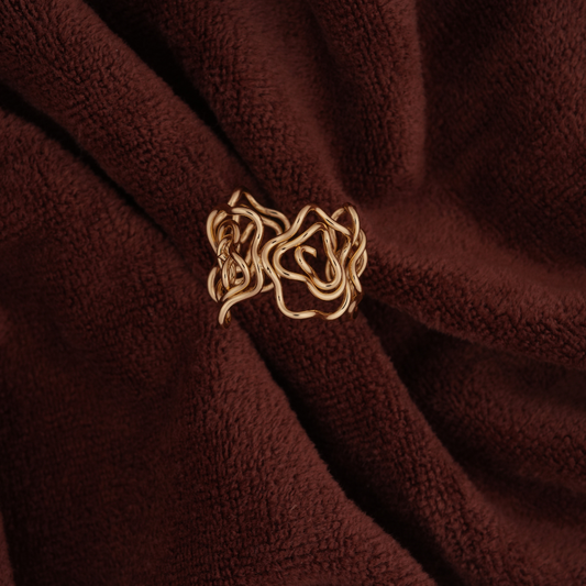 Gold-Tone Abstract Wave Statement Ring