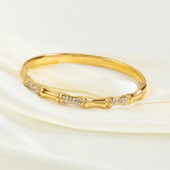 Crystal Bamboo-Inspired Bangle Bracelet