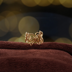 Gold-Tone Abstract Wave Statement Ring