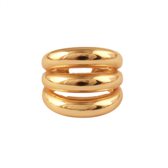 Gold-Tone Layered Statement Ring – Multi-Band Sculptural Design