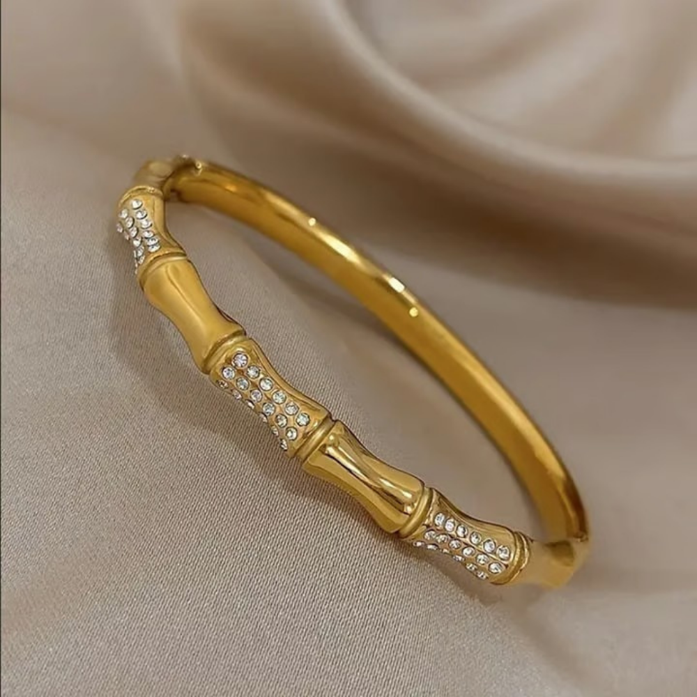 Crystal Bamboo-Inspired Bangle Bracelet
