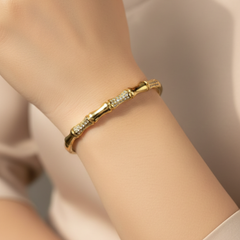 Crystal Bamboo-Inspired Bangle Bracelet