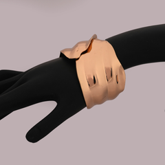 Wide Gold-Tone Sculpted Wave Bracelet