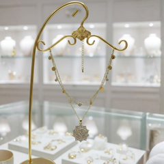 Layered Crystal Medallion Necklace