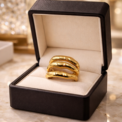 Gold-Tone Layered Statement Ring – Multi-Band Sculptural Design