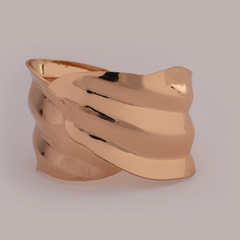 Wide Gold-Tone Sculpted Wave Bracelet