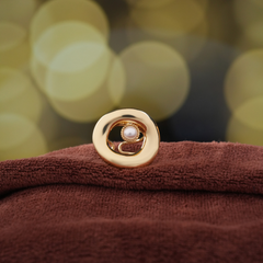 Gold-Tone Sculptural Pearl Accent Ring