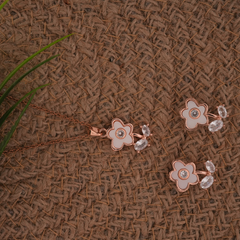 Rose Gold-Tone Floral Necklace and Earring Set