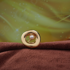 Gold-Tone Sculptural Pearl Accent Ring