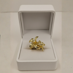 Gold-Tone Dual Lily Bloom Statement Ring