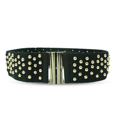 Stylish Black Studded Elastic Belt