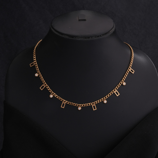 Modern Geometric Dangle Charm Necklace