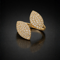 Gold-Tone Dual Leaf Statement Ring