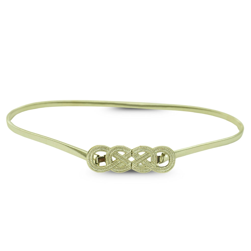 Silver Stretchy Metal Belt with Interlocking Circle Buckle