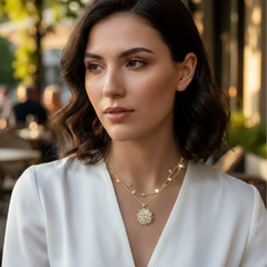 Layered Crystal Medallion Necklace