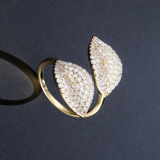 Gold-Tone Dual Leaf Statement Ring