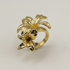Gold-Tone Dual Lily Bloom Statement Ring