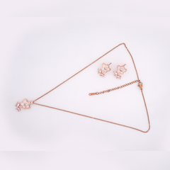 Rose Gold-Tone Floral Necklace and Earring Set