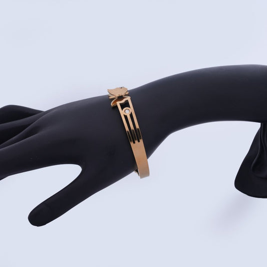 Dainty Butterfly Cutout Gold-Tone Bangle with Crystal Accents