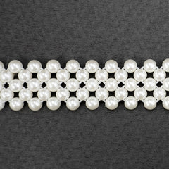 Womens Stretch Pearl Belt With Rhinestone