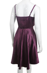 Purple Satin Spaghetti V-Neck Cross Mini Dress