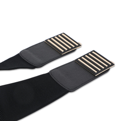 Black Elastic Cinch Belt with Gold Bar Buckle