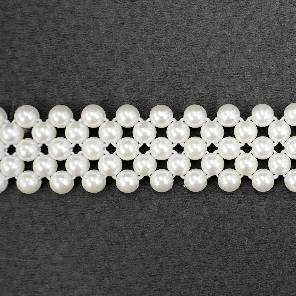 Womens Stretch Pearl Belt With Rhinestone