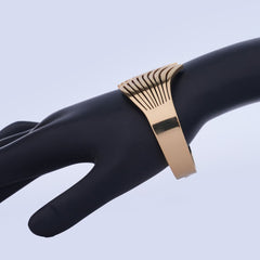 Elegant Wide Ribbed Gold-Tone Cuff Bracelet