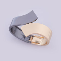 Stylish Dual-Tone Wide Cuff Bracelet for Women – Golden & Black