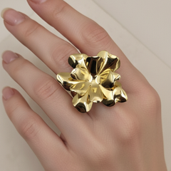 Gold-Tone Twin Bloom Lily Statement Ring