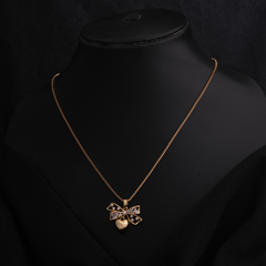 Gold-Tone Heart Bow Pendant Necklace