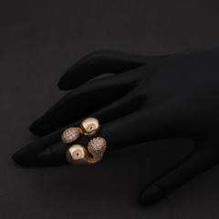 Gold-Tone Pave and Domed Ball Statement Ring