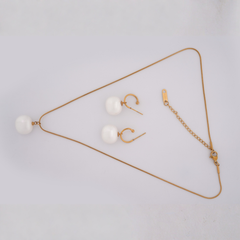 Gold-Tone Baroque Pearl Necklace and Earring Set