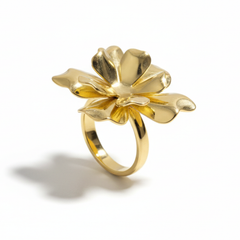 Gold-Tone Twin Bloom Lily Statement Ring