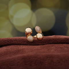 Gold-Tone Pave and Domed Ball Statement Ring