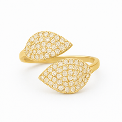 Gold-Tone Dual Leaf Statement Ring