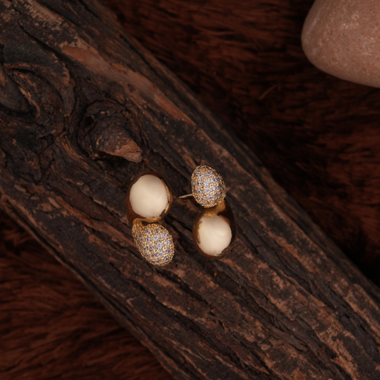 Gold-Tone Pave and Domed Ball Statement Ring